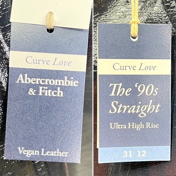 Abercrombie & Fitch Curve Love Patent Leather 90s Straight Black Pants 31/12 NWT - Picture 4 of 9